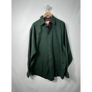 Eddie Bauer Long‎ Sleeve Shirt Men's Large Tall Green Cotton Button Down